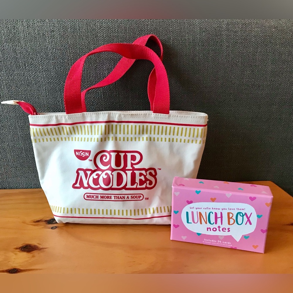 NISSIN Cup Noodles Insulated Carry Handle Lunch Bag Food Tote Lunchbox Note Card